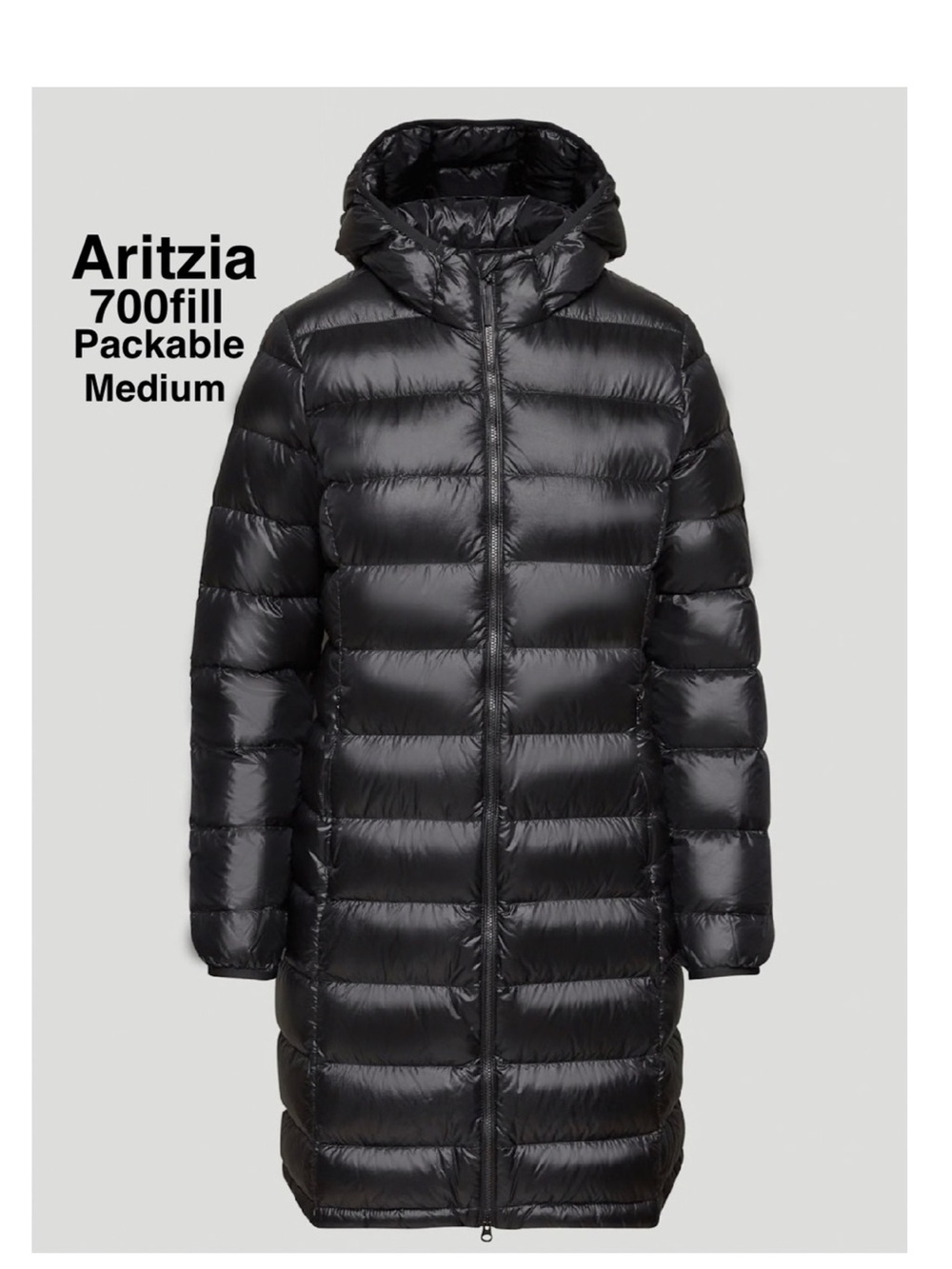 Aritzia TNA The Little Puff Long packable black Size M excellent condition ⭐️⭐️